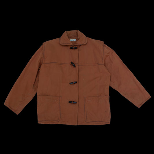 1930s 1940s Rust Brown Cotton Gaberdine Toggle Button Jacket from Grieder Zurich