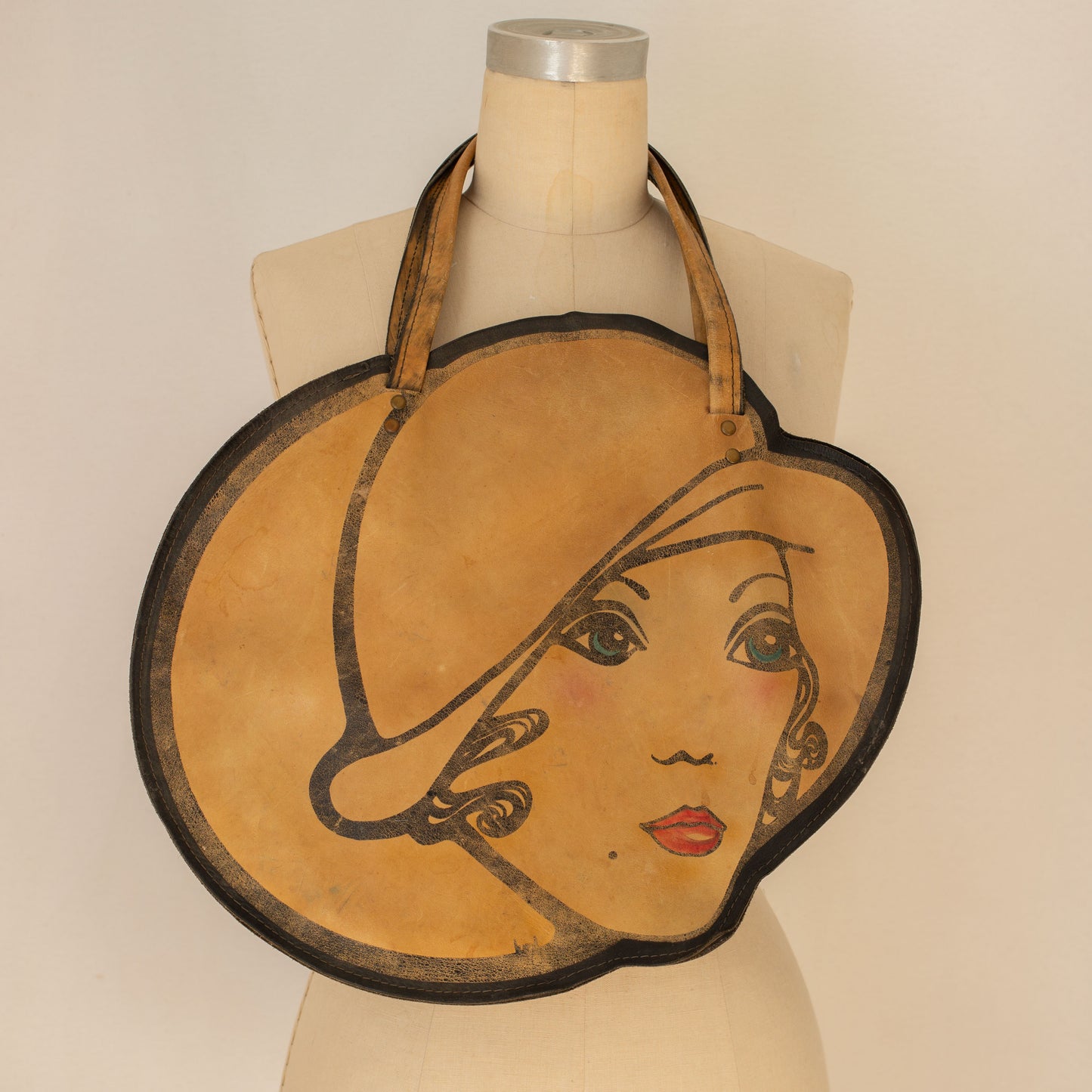 1960s Painted Flapper Leather Purse