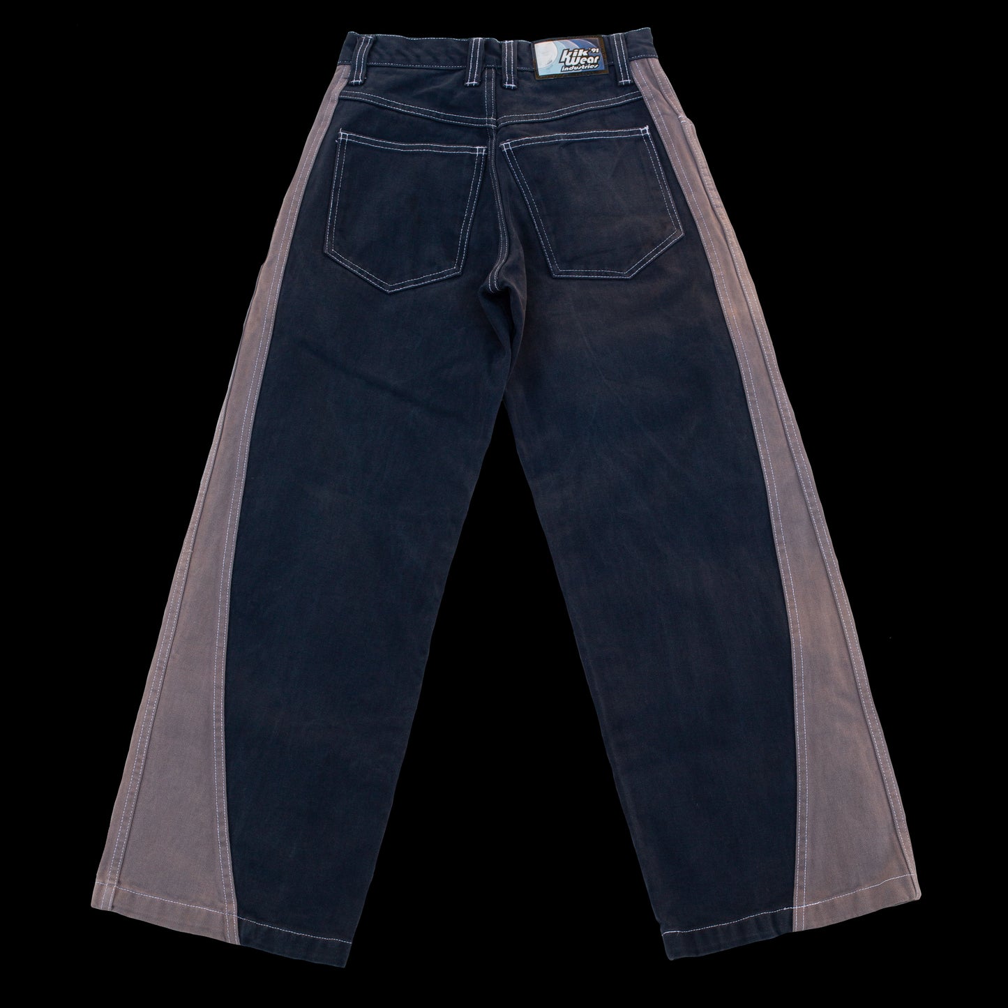 1990s Kikwear Two Tone Wide Leg Jeans 26 27 in W