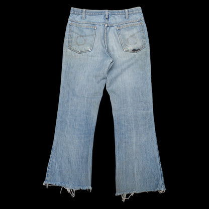 1960s Distressed Stonewash Flare Jeans