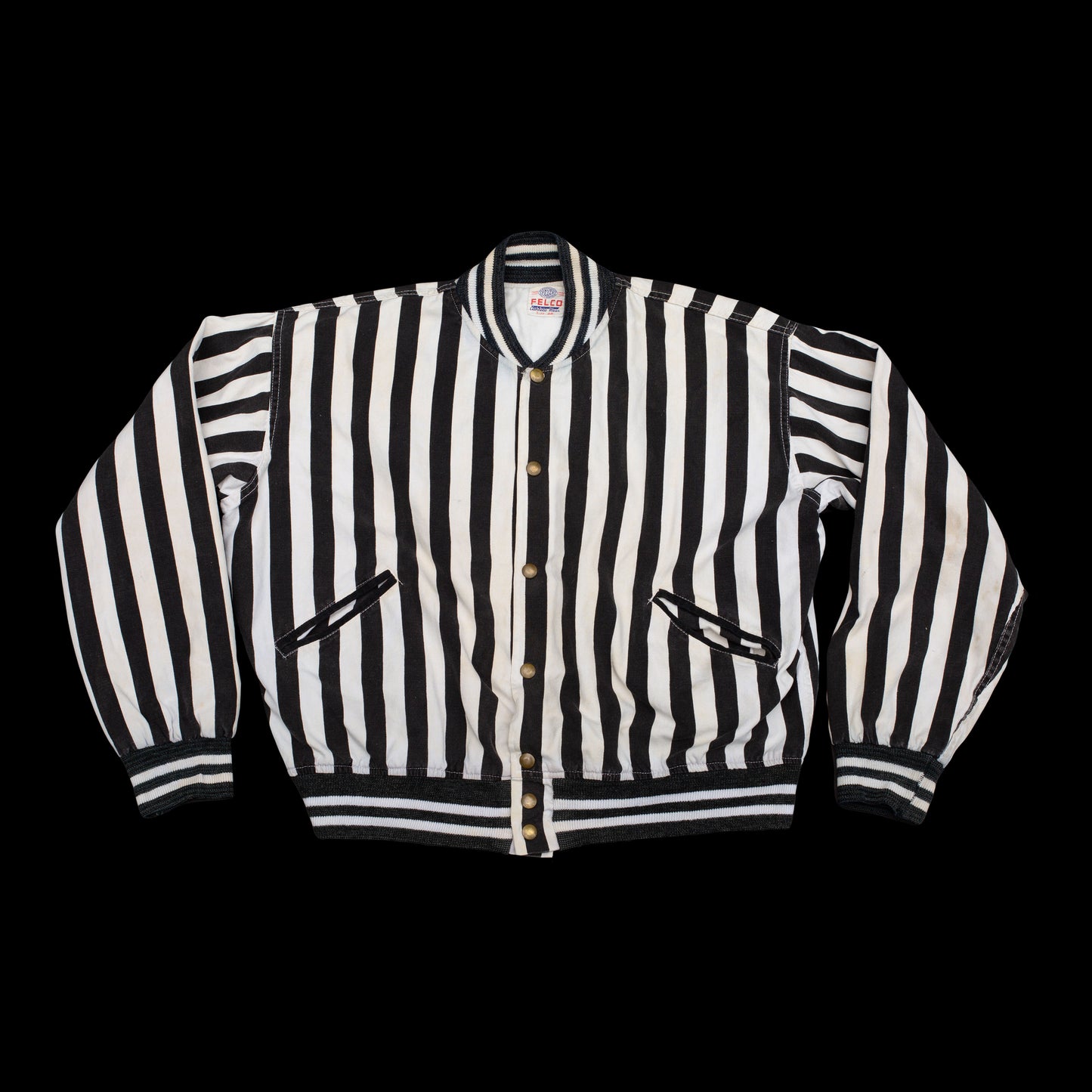 1940s Cotton Referee Jacket Black and White Striped