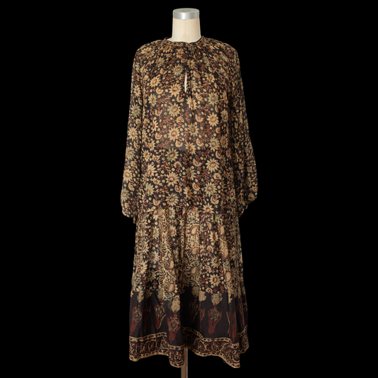 1970s Brown Indian Cotton Gauze Skirt and Blouse Set