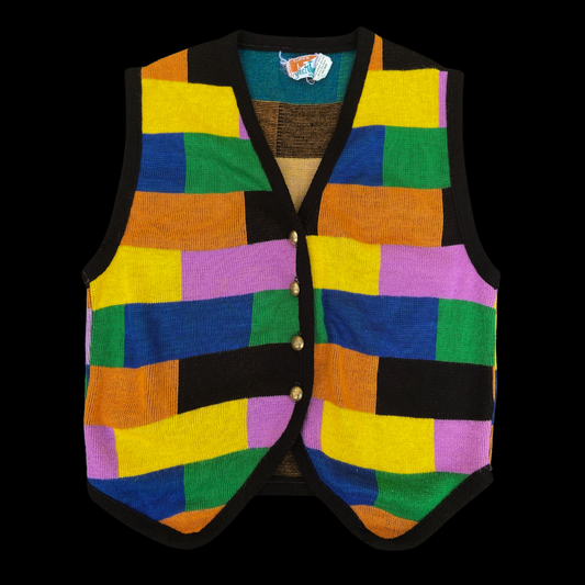 1960s Rainbow Checkered Knit Vest