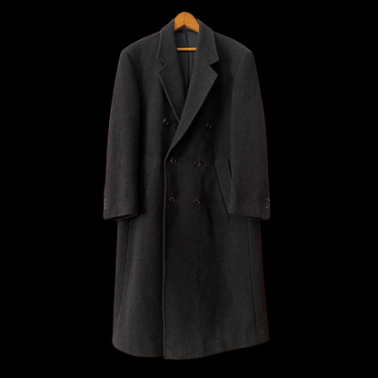 1990s Dark Gray Double Breasted Cashmere Overcoat