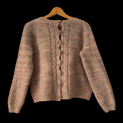 1970s Hand Knit Angora Wool Space Dye Cardigan