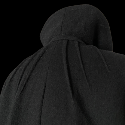 1960s Black Wool Coat Mod Flower Buttons