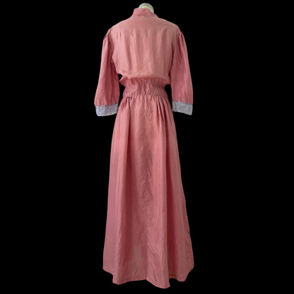 1940s Hand Dyed Silk and Lace Dressing Gown