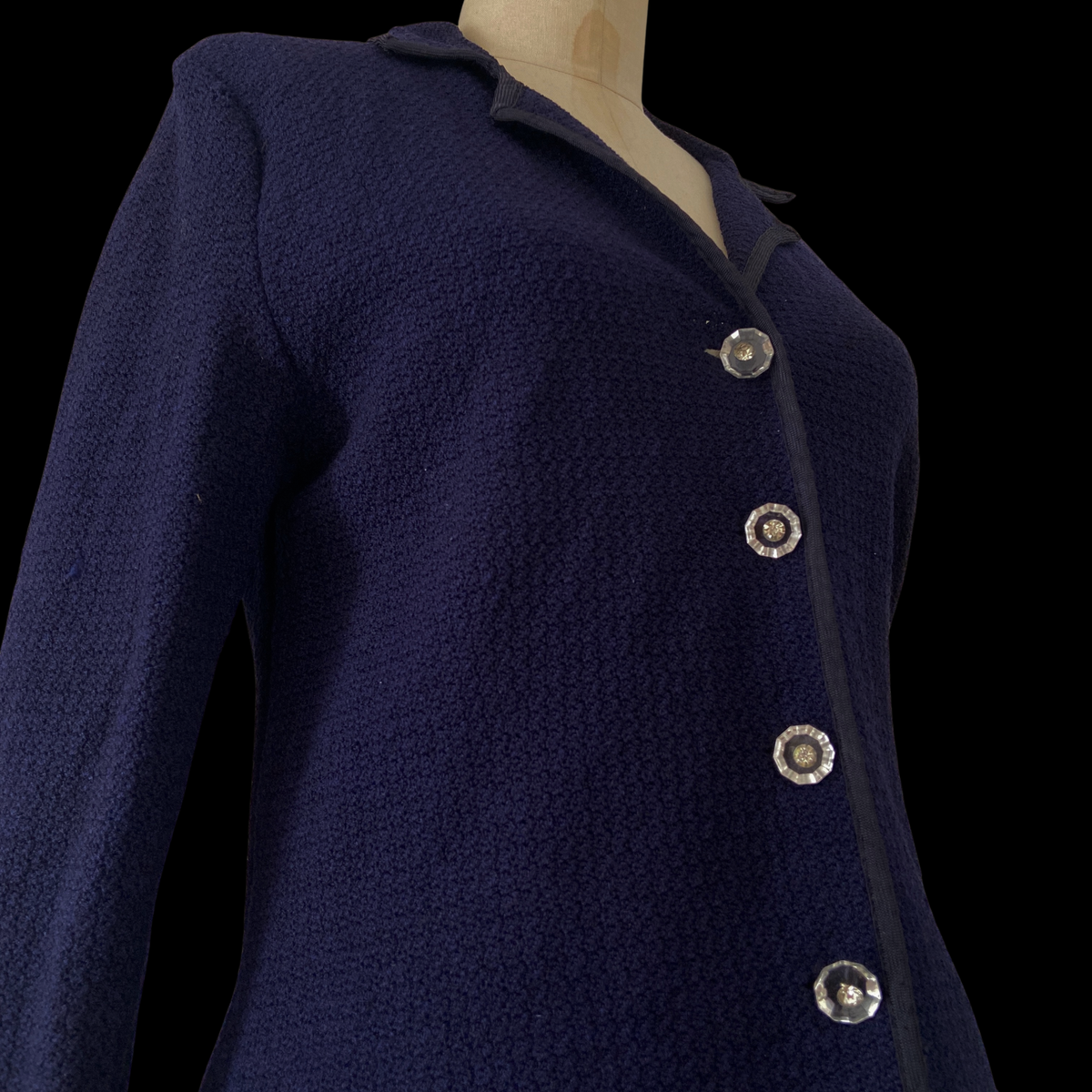 1940s Knit Skirt Set with Rhinestone Buttons