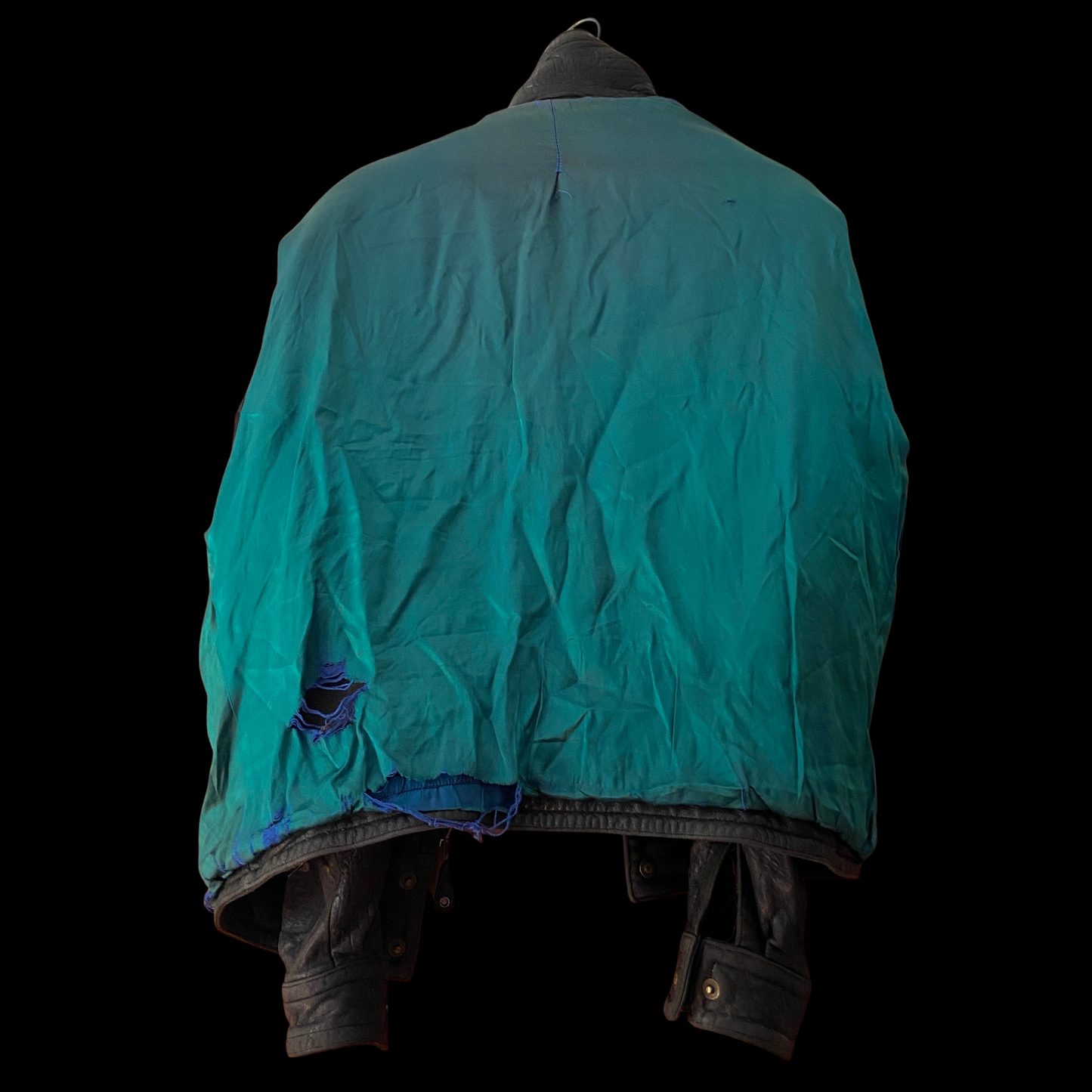1980s Leather Distressed Bomber Jacket Buckle Back M. Julian