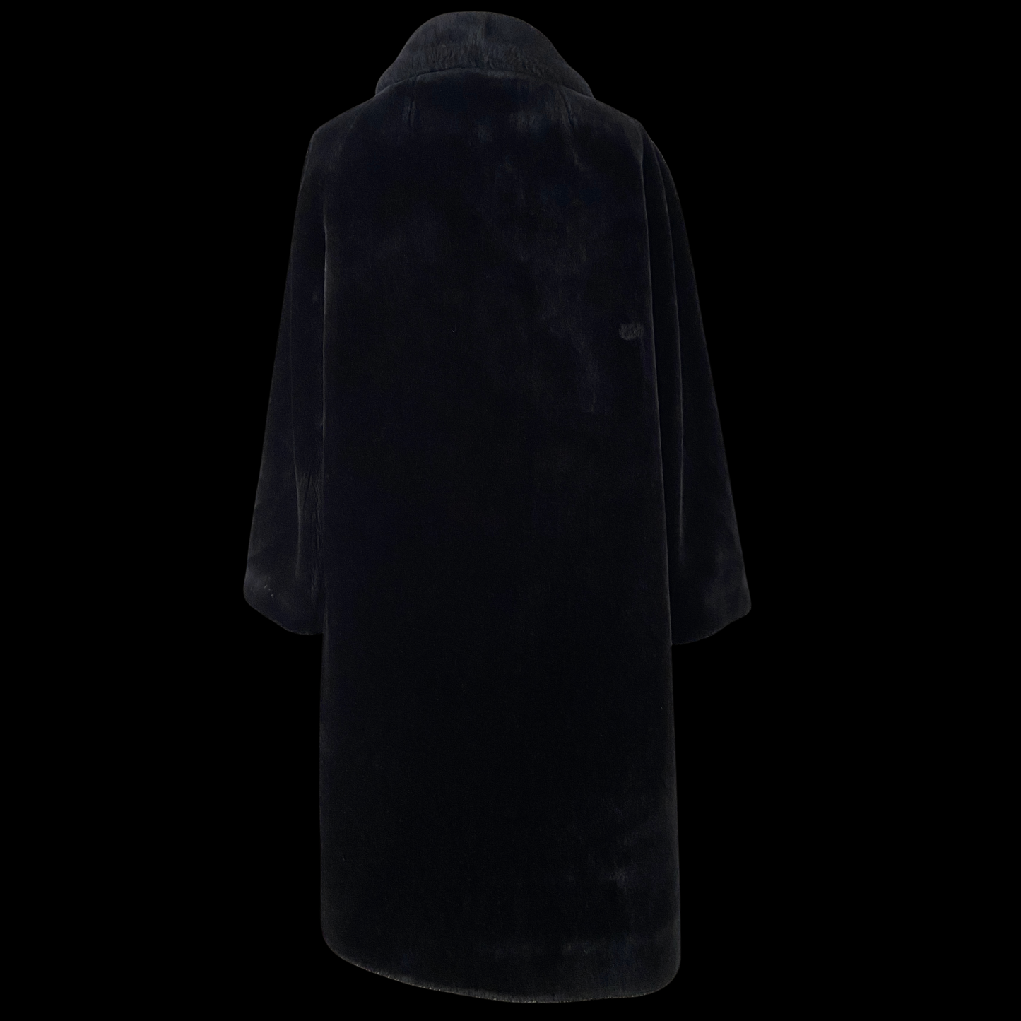 1950s Black Faux Fur Double Breasted Coat