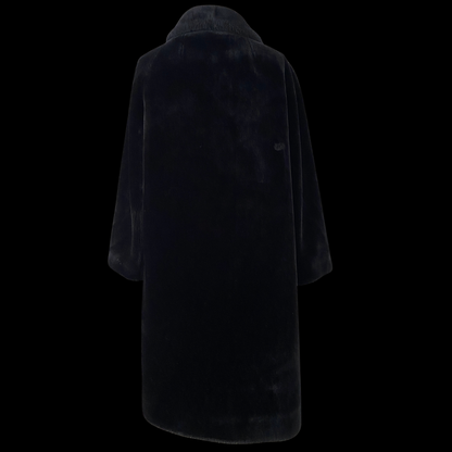 1950s Black Faux Fur Double Breasted Coat