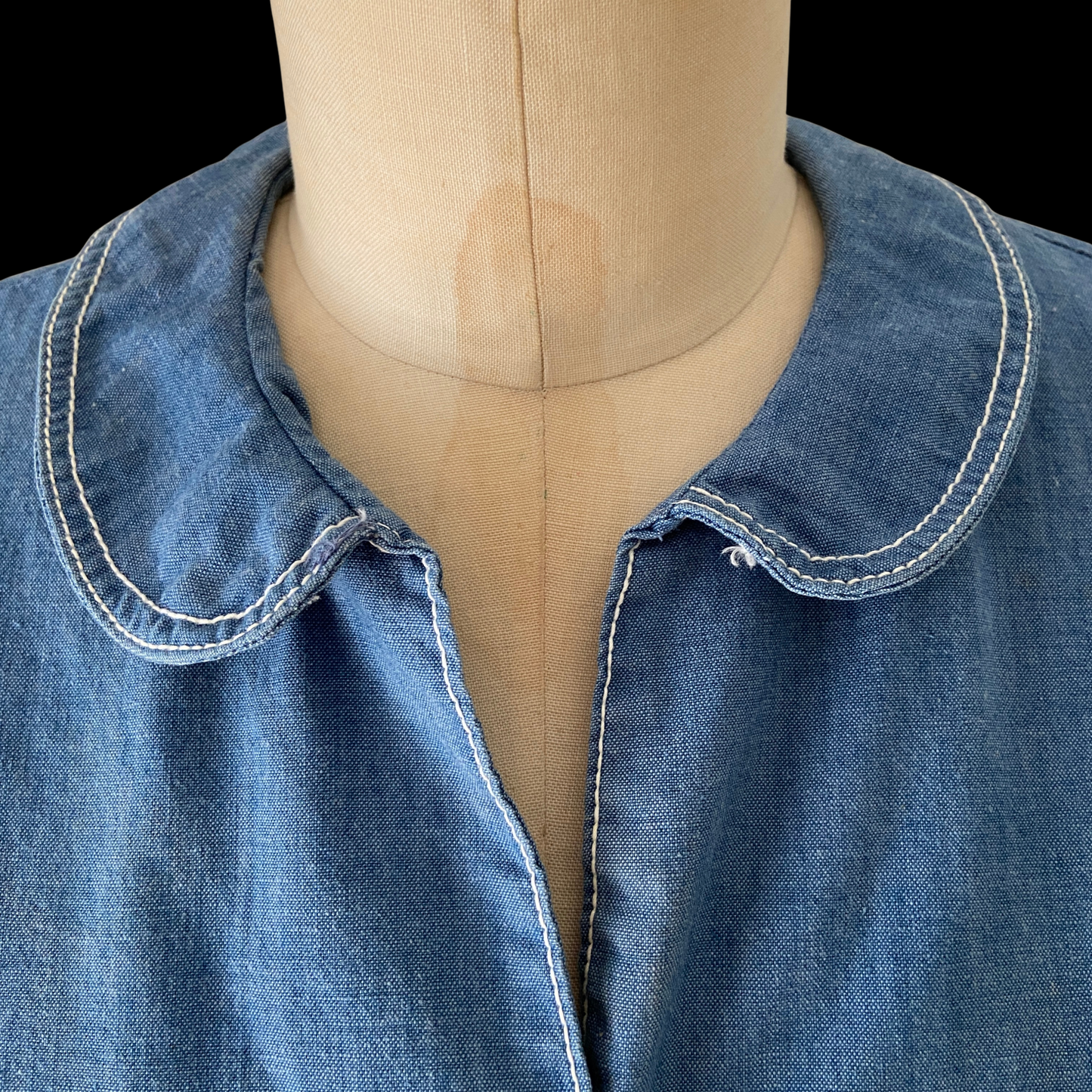 1960s Chambray Peter Pan Collar Top