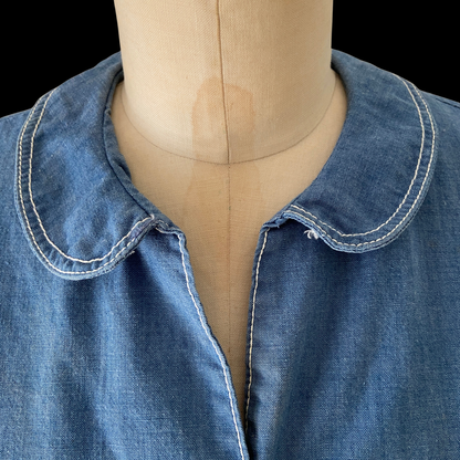 1960s Chambray Peter Pan Collar Top