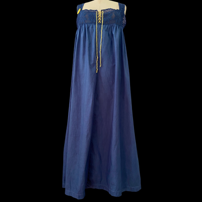 Antique Hand Dyed Cotton Crochet Yoke Dress