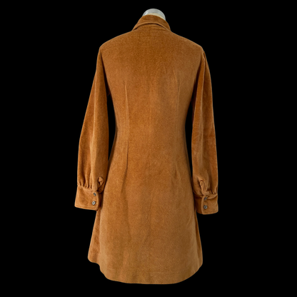 1970s Tan Velour Mini Dress