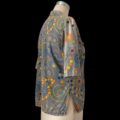 1950s 1960s Abstract Floral Cotton Top