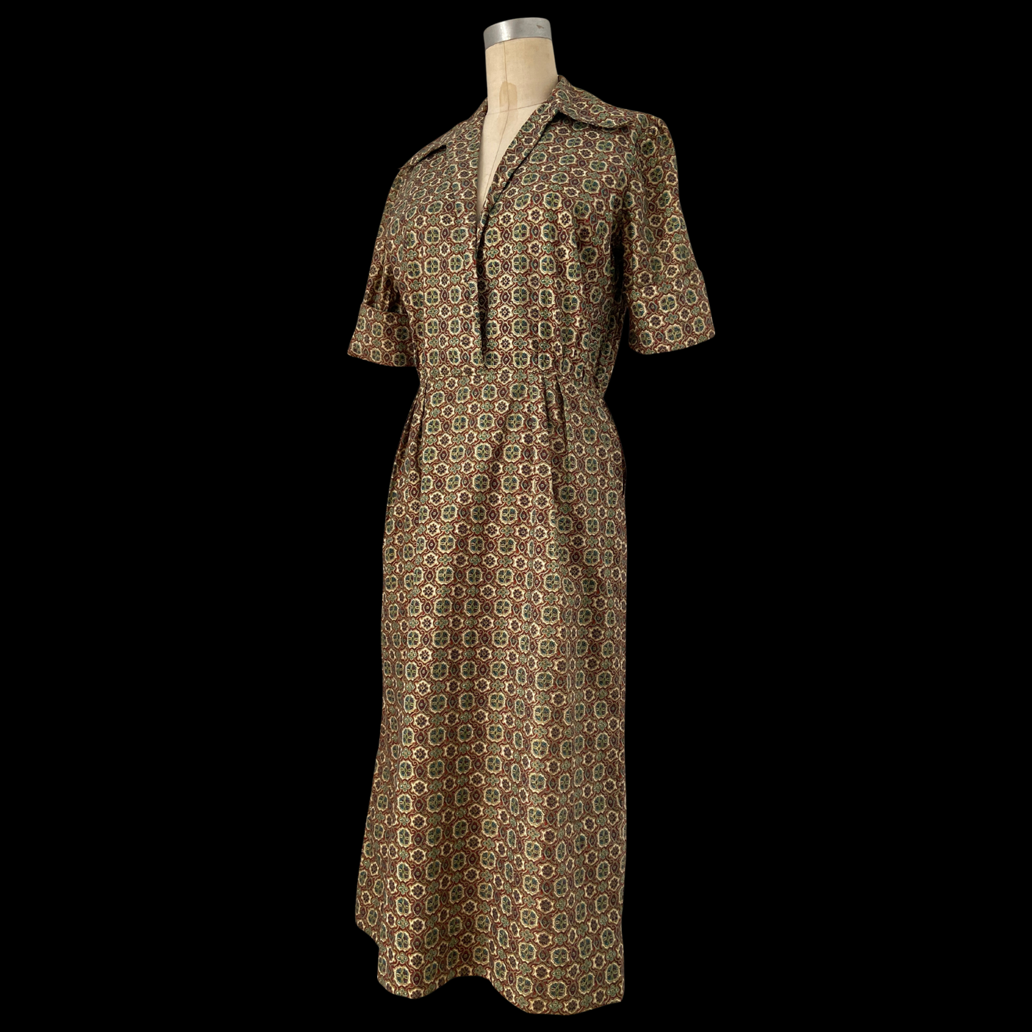 1940s Paisley Print Cotton Dress