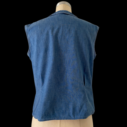 1960s Chambray Peter Pan Collar Top