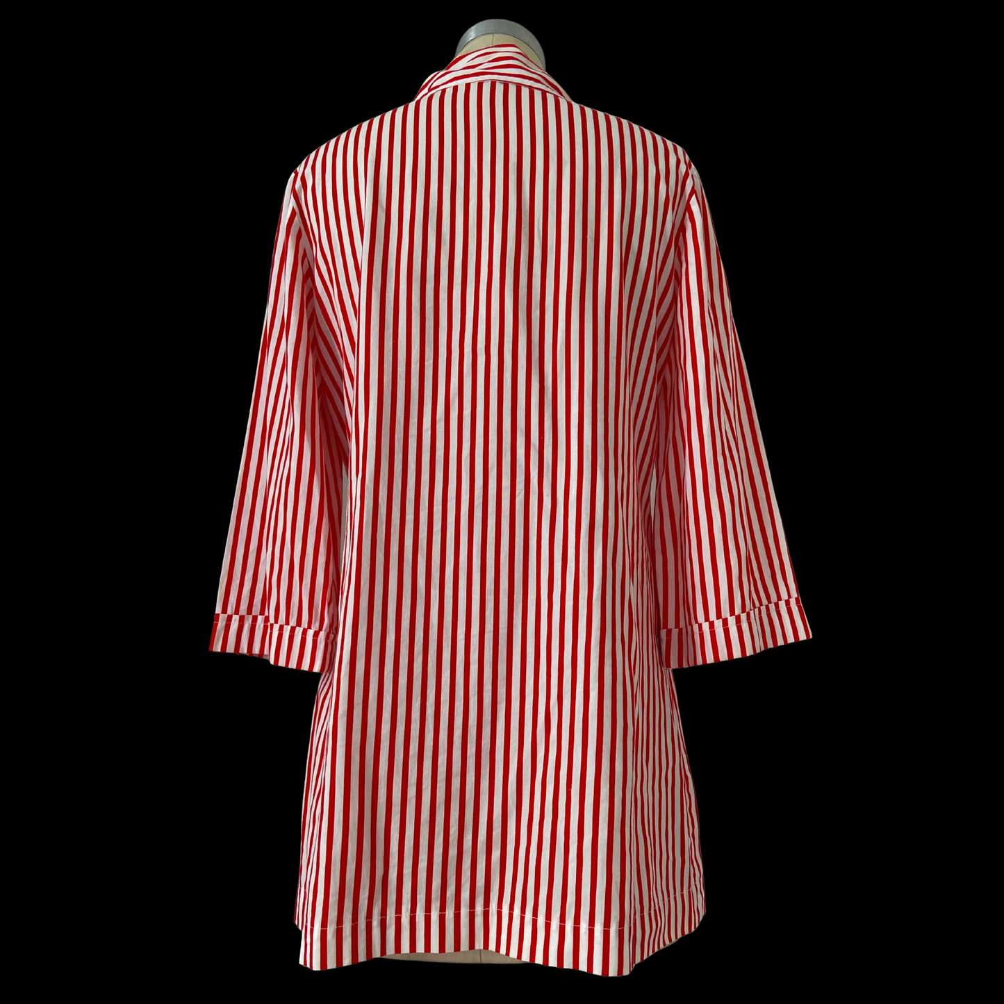 1940s Red and White Striped Cotton Top Smock Pockets