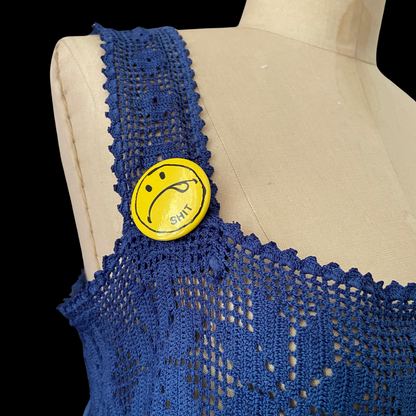 Antique Hand Dyed Cotton Crochet Yoke Dress