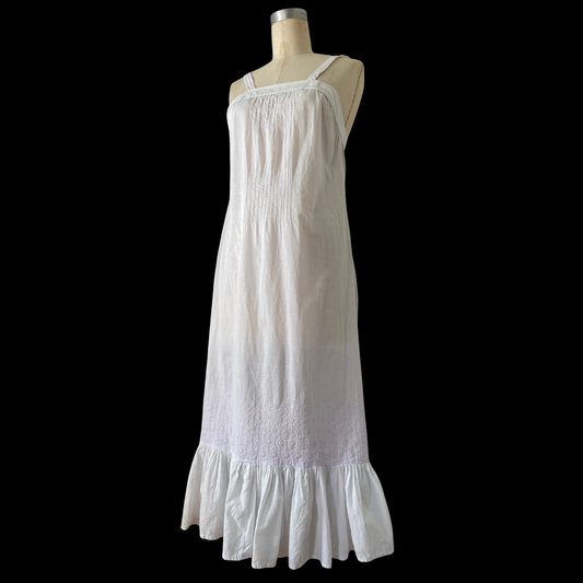 1970s White Cotton Eyelet Dress