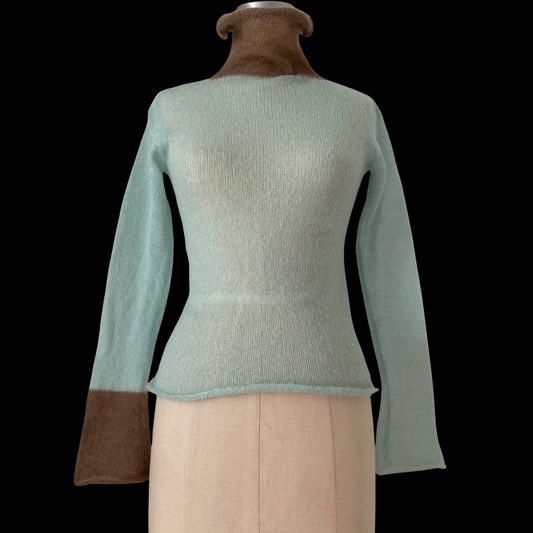 1990s 2000s Hand Knit Mohair Turtleneck Bell Sleeve