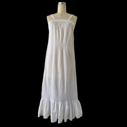1970s White Cotton Eyelet Dress