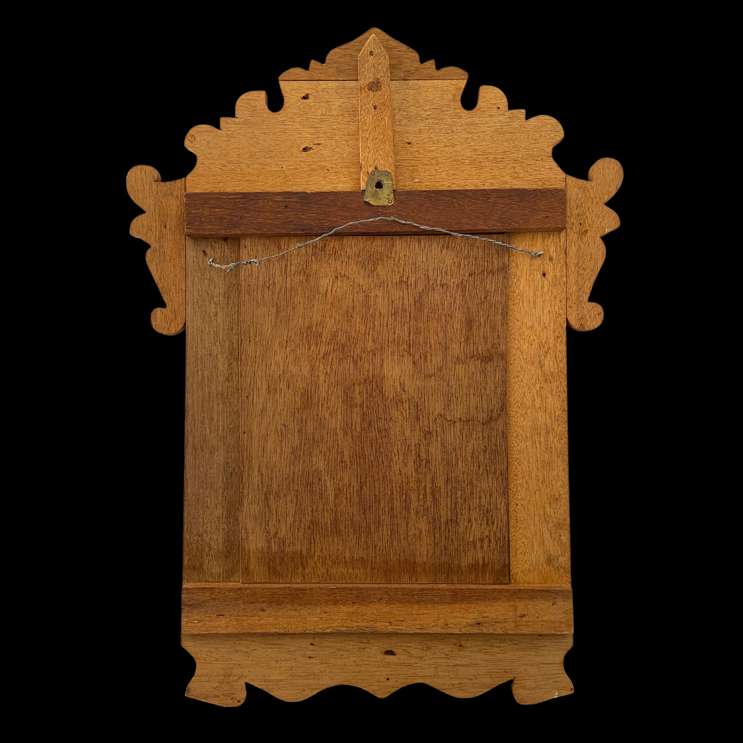 Antique Brass Repoussé and Wood Mirror