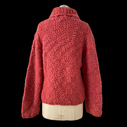 1990s Pink Hand Knit Chunky Wool Sweater
