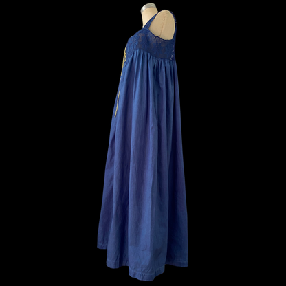 Antique Hand Dyed Cotton Crochet Yoke Dress