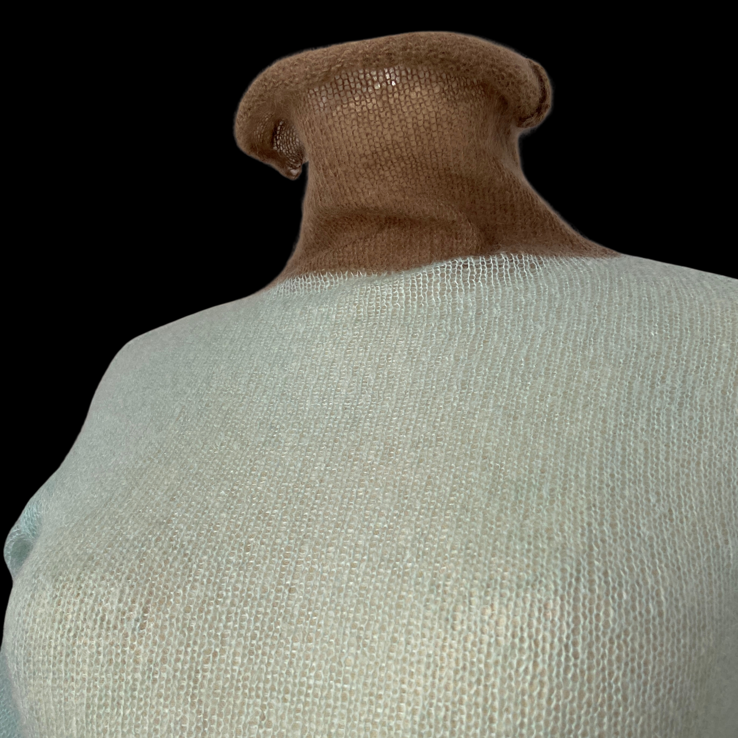 1990s 2000s Hand Knit Mohair Turtleneck Bell Sleeve