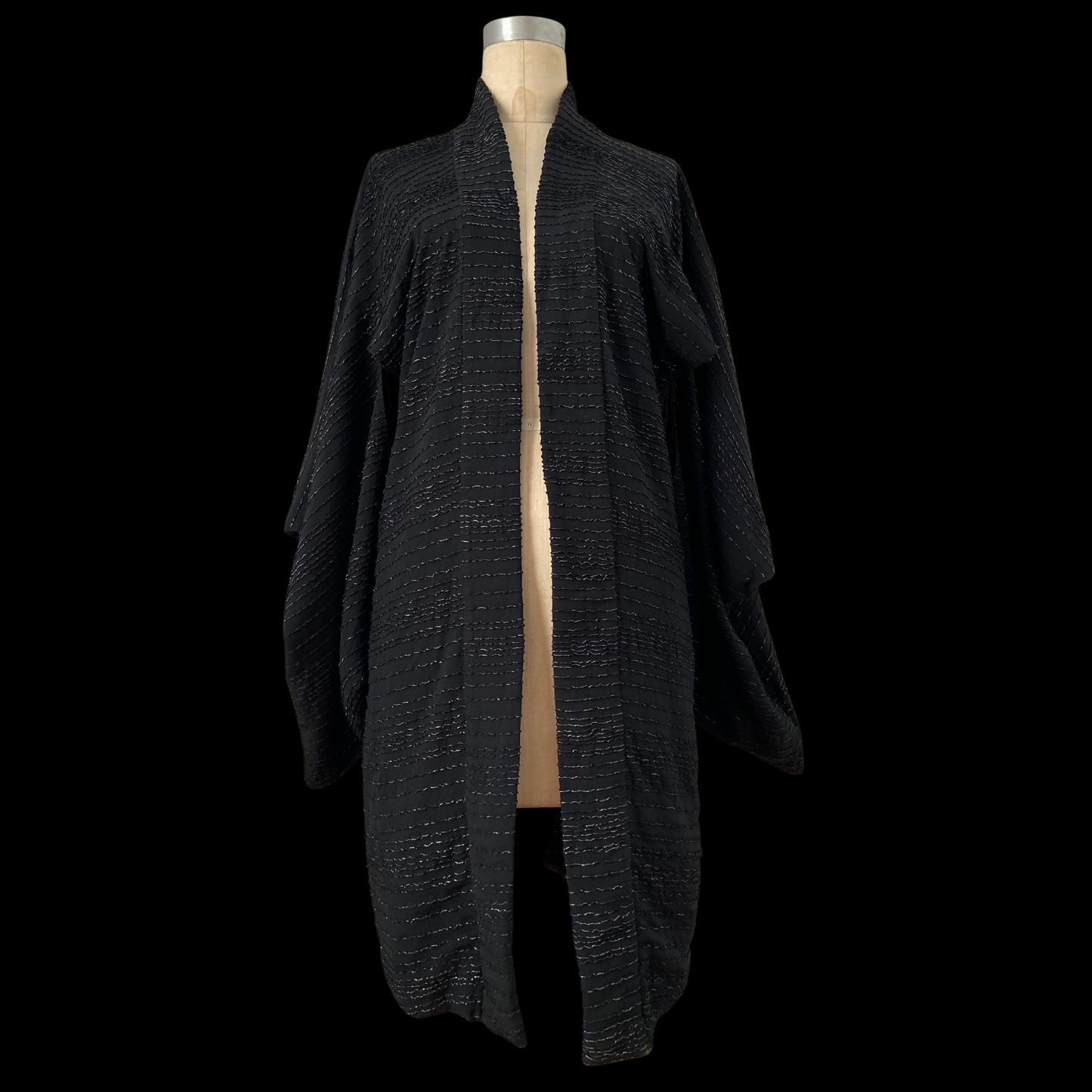 1940s Japanese Haori Black Silk Jacket