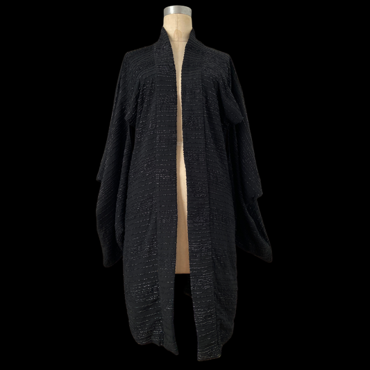 1940s Japanese Haori Black Silk Jacket