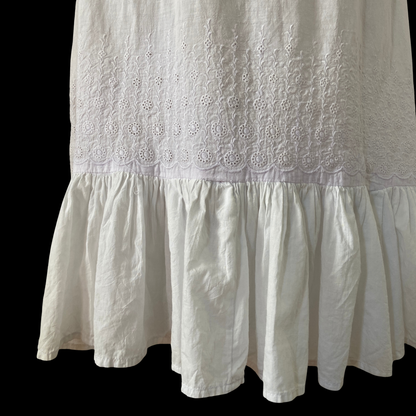 1970s White Cotton Eyelet Dress