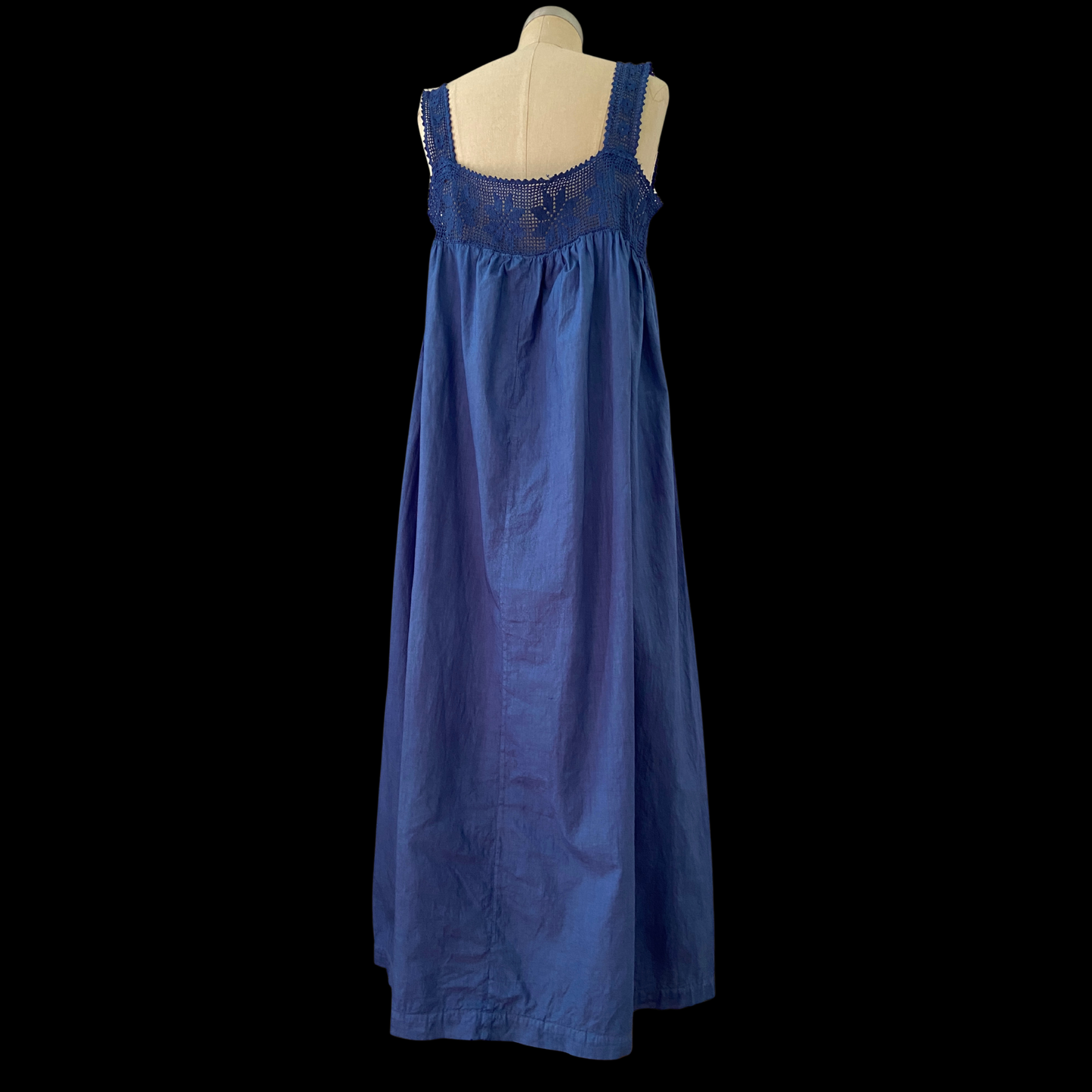 Antique Hand Dyed Cotton Crochet Yoke Dress