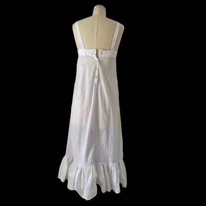 1970s White Cotton Eyelet Dress