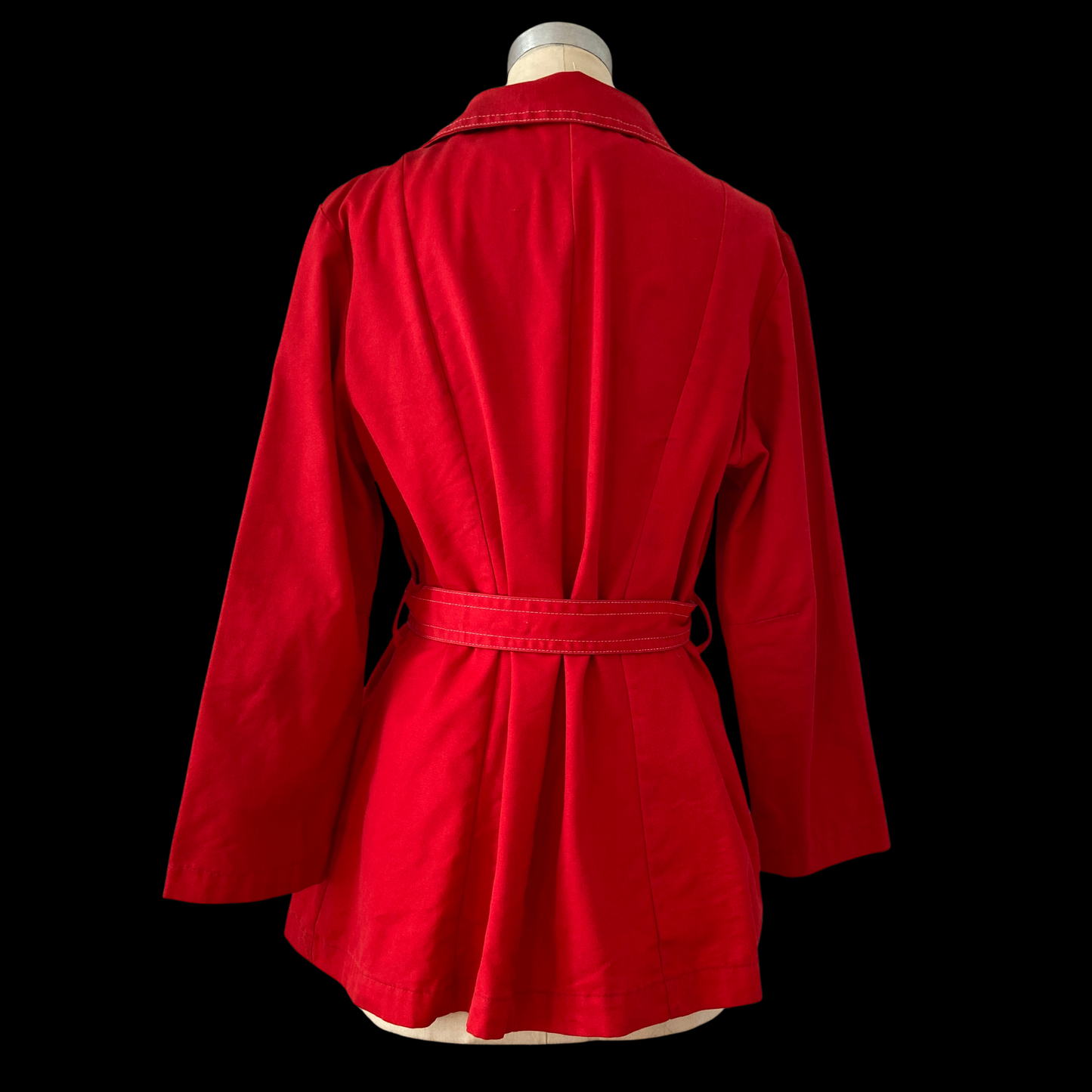 1960s Red Belted Mod Cotton Jacket with O-Ring Zippers