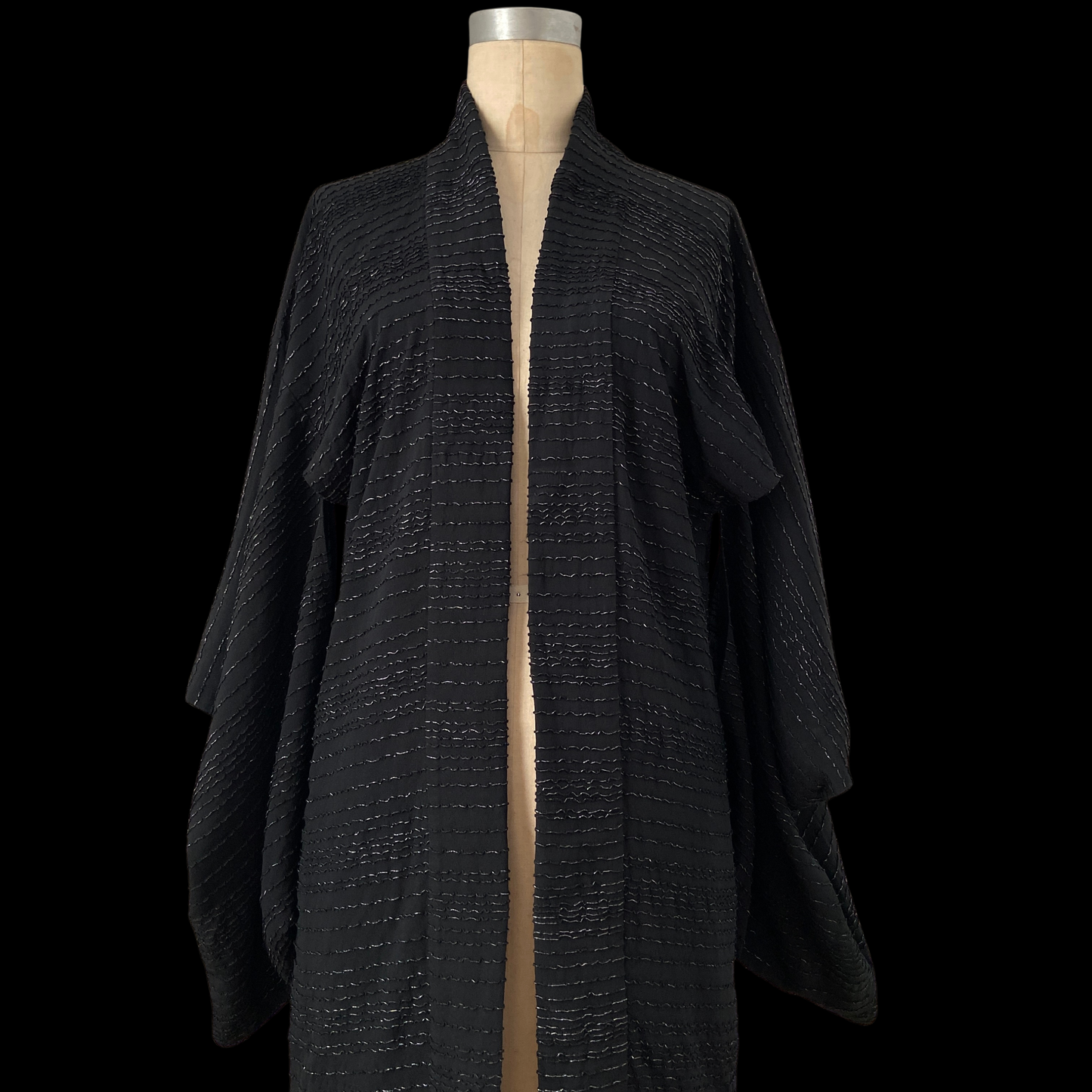 1940s Japanese Haori Black Silk Jacket