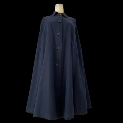 1950s 1960s Burberry Wool Plaid and Gaberdine Reversible Cape with Hat