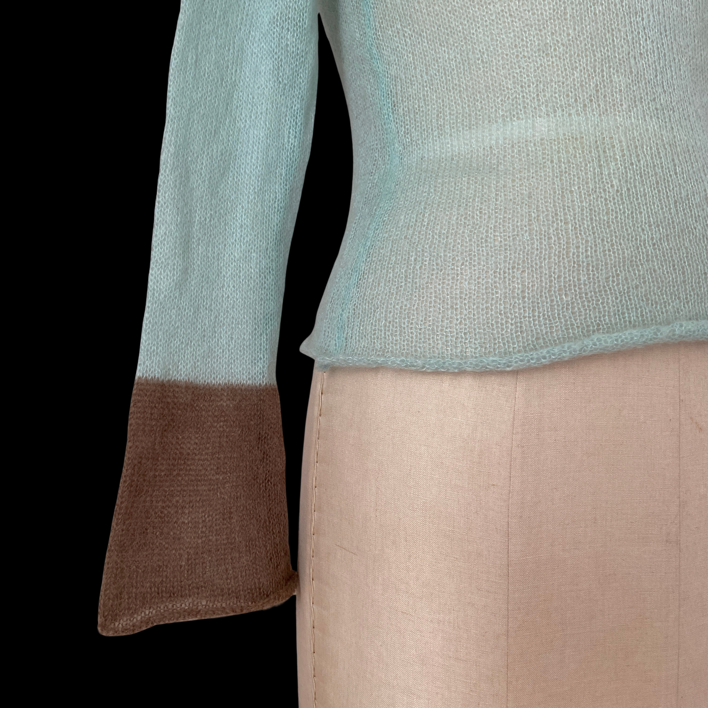 1990s 2000s Hand Knit Mohair Turtleneck Bell Sleeve