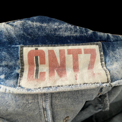 1980s Studded Acid Wash Denim Mini Skirt
