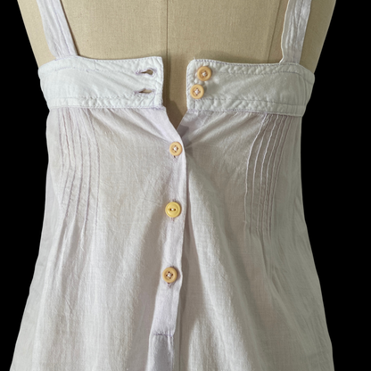 1970s White Cotton Eyelet Dress