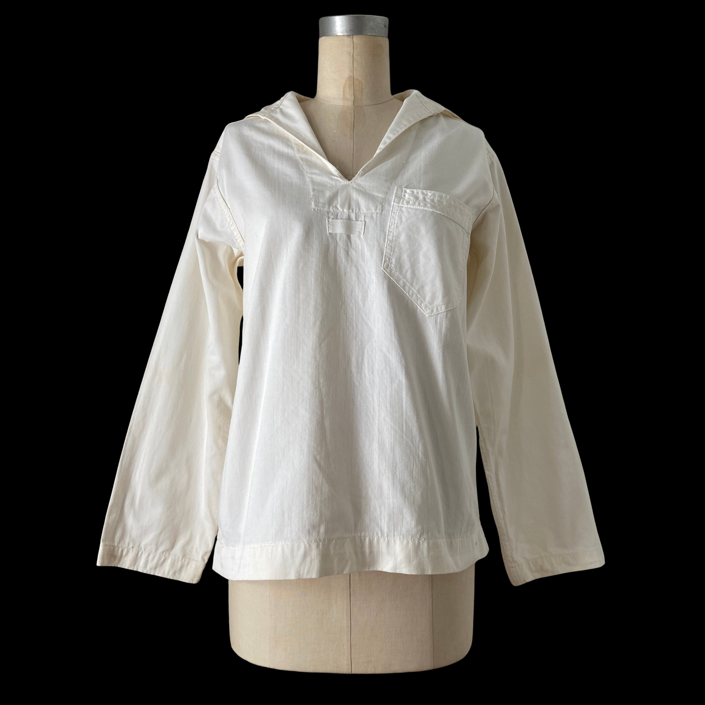 1940s White Cotton Sailor Top