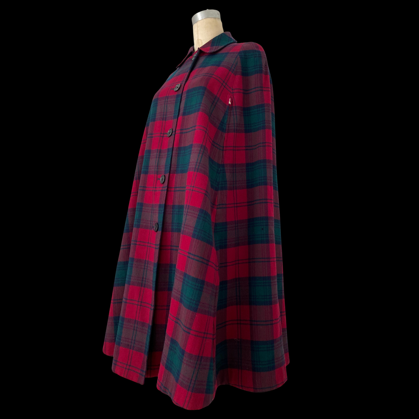 1950s 1960s Burberry Wool Plaid and Gaberdine Reversible Cape with Hat