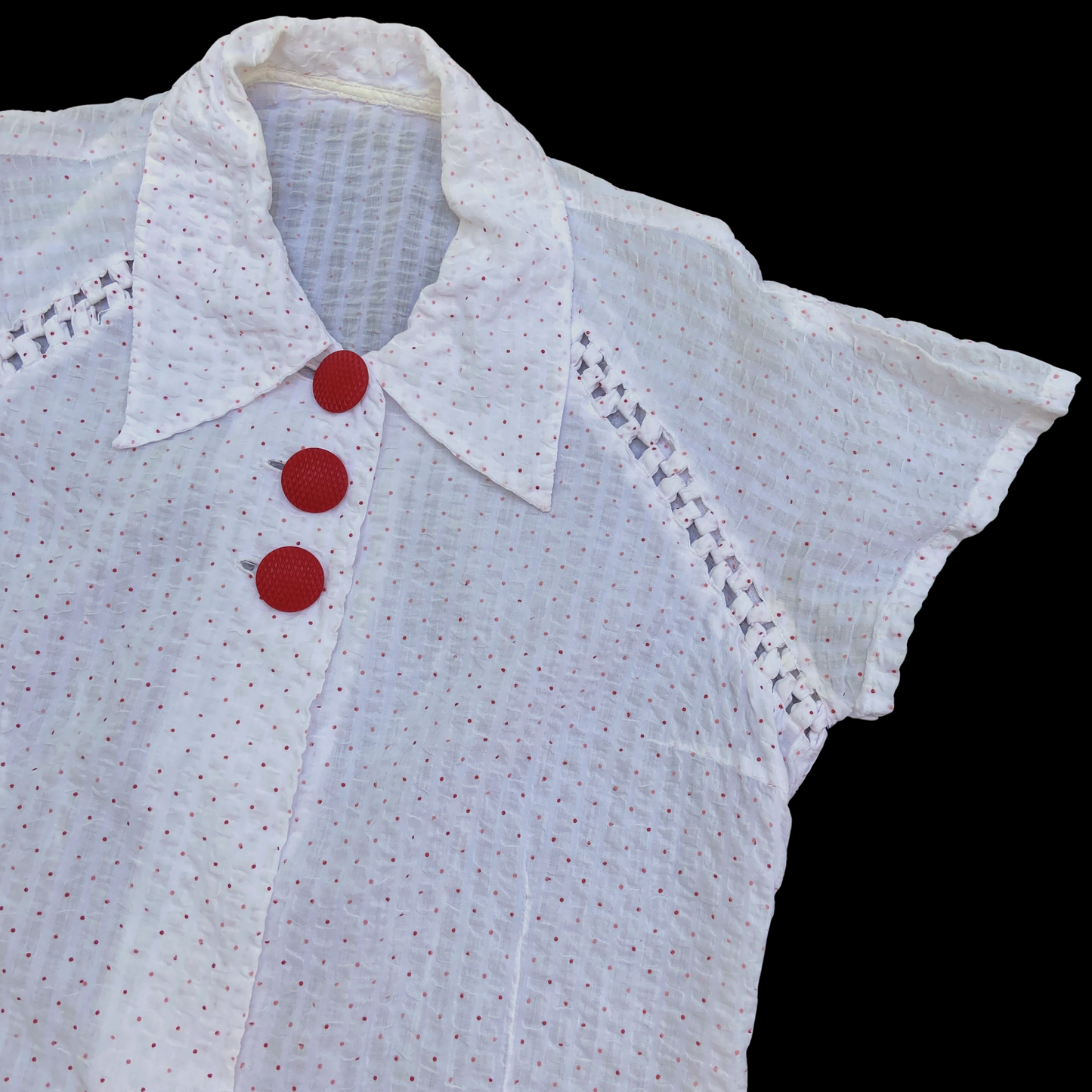 1930s 1940s Swiss Dot Cotton Top