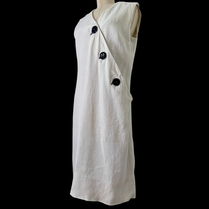 1960s Linen Dress with Asymmetrical Buttons