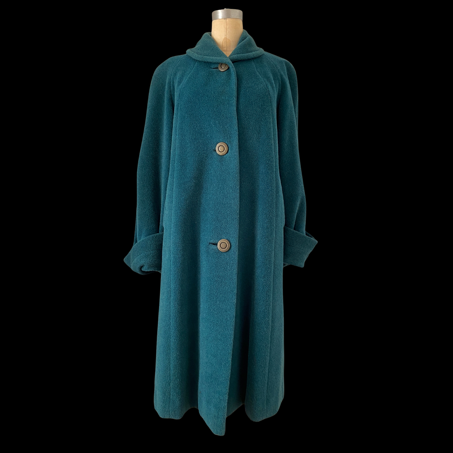 1940s 1950s Blue Llama Wool Swing Coat