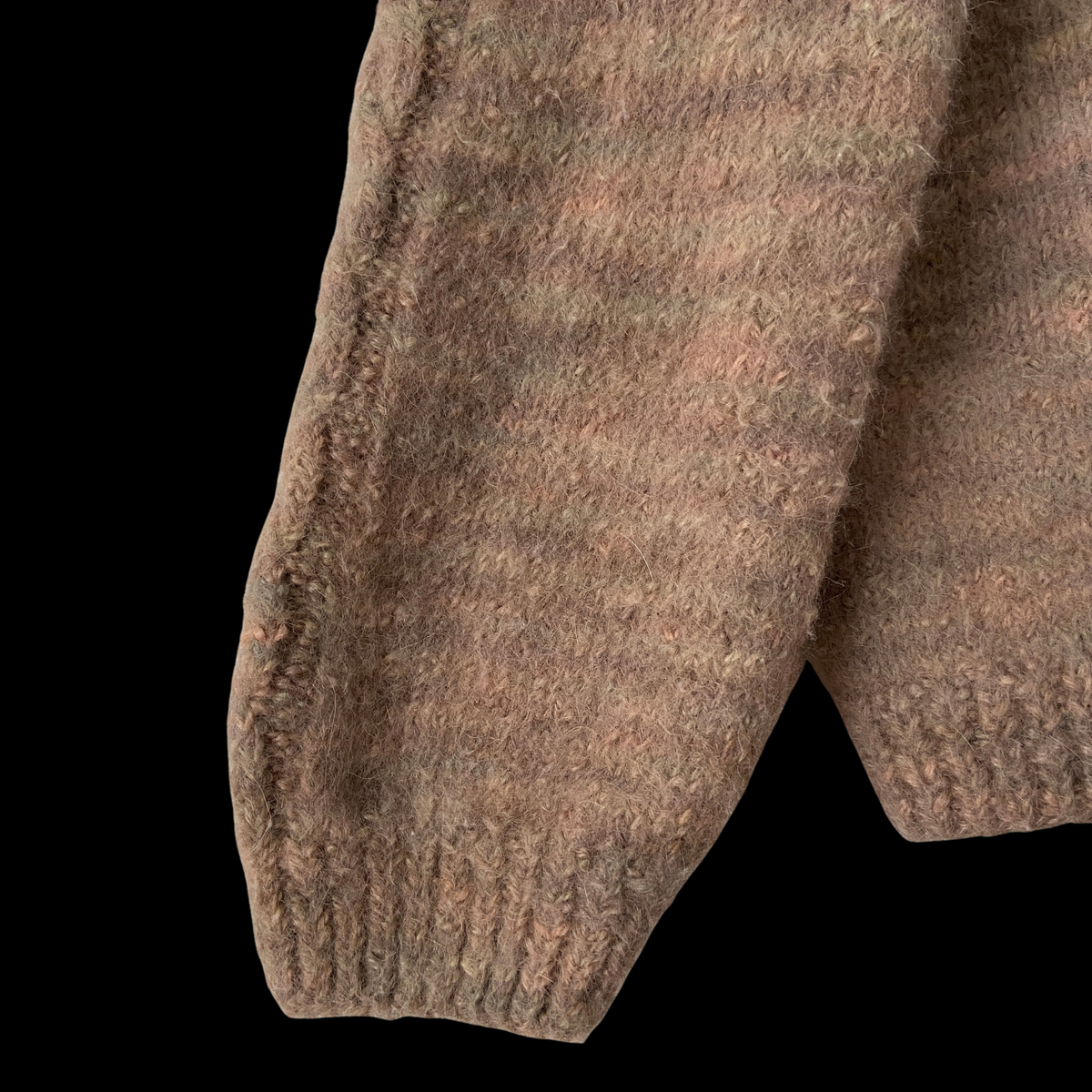 1970s Hand Knit Angora Wool Space Dye Cardigan