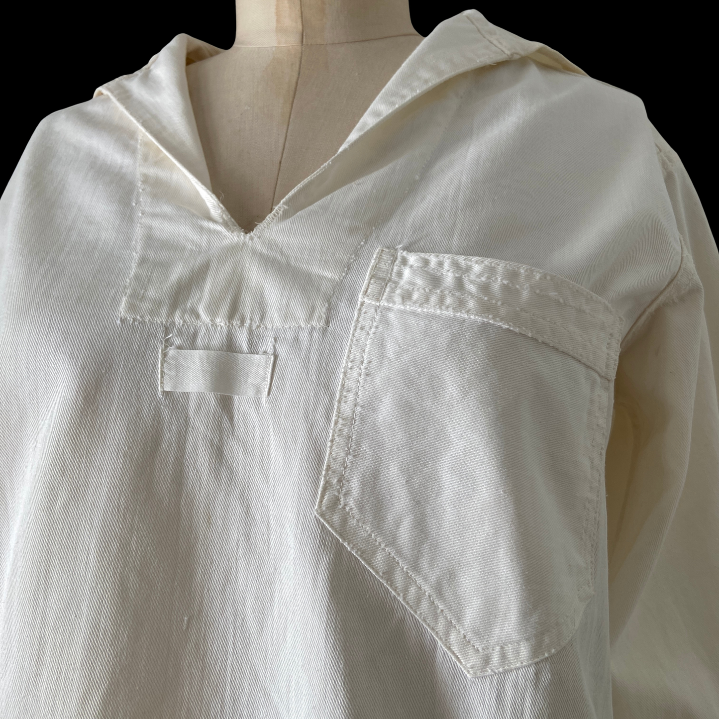 1940s White Cotton Sailor Top