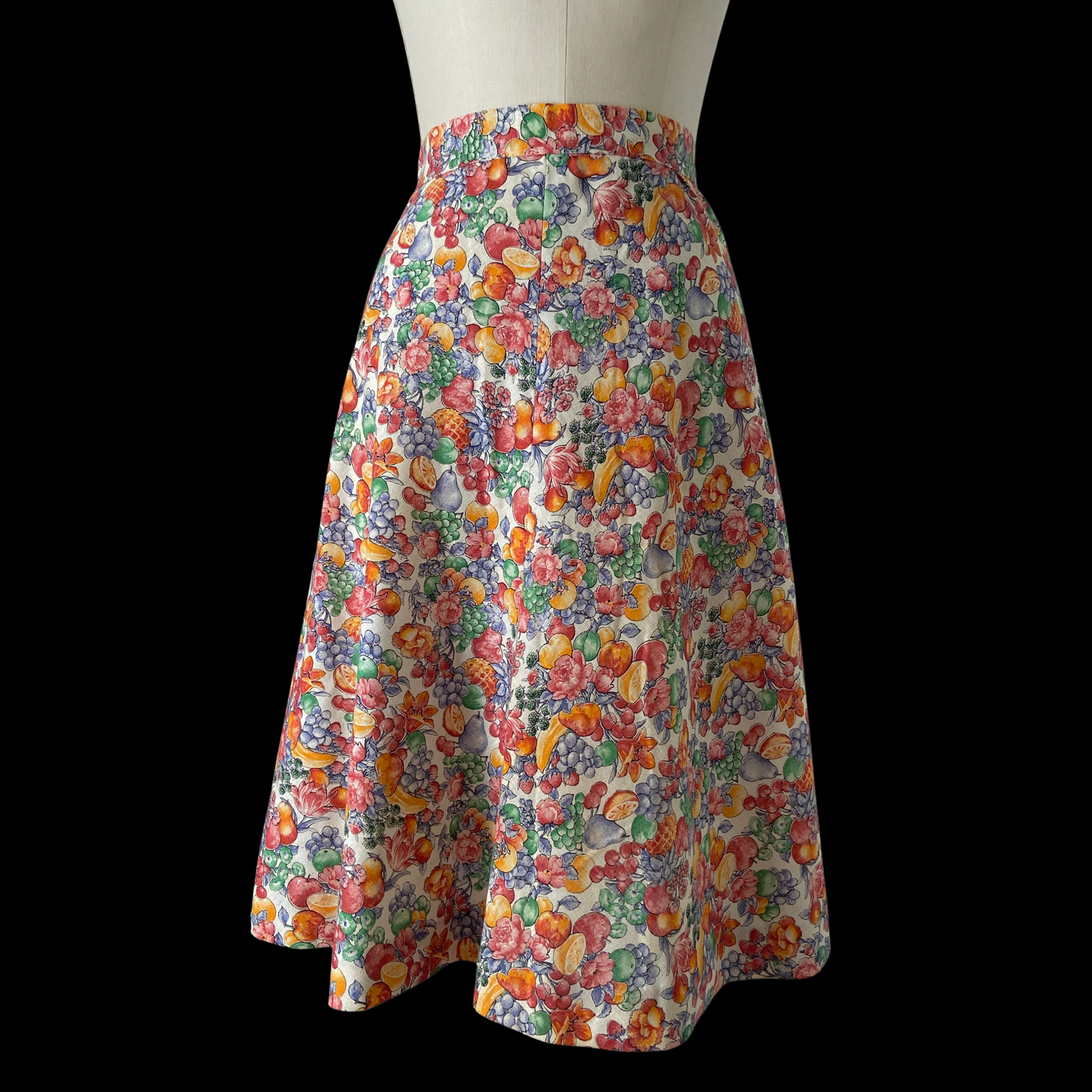 1970s Fruit Print Cotton Skirt